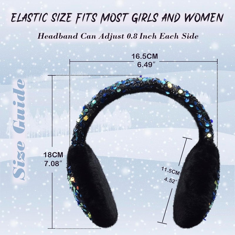 FYBW Ear Muffs Gloves Set for Kids, Winter Adjustable Sequins Warm Earmuffs for Kids Outdoor Cold Weather - Image 4